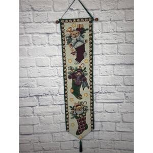 Hallmark Design Collection Embroidered Christmas Bears Stocking Wall Hanging 32"